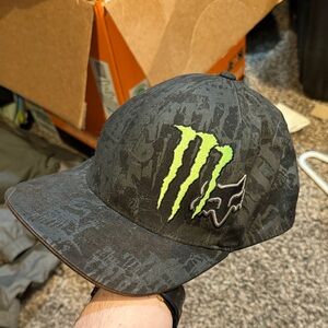 Monster Energy x Fox Racing Black Cap with Neon Green Logo